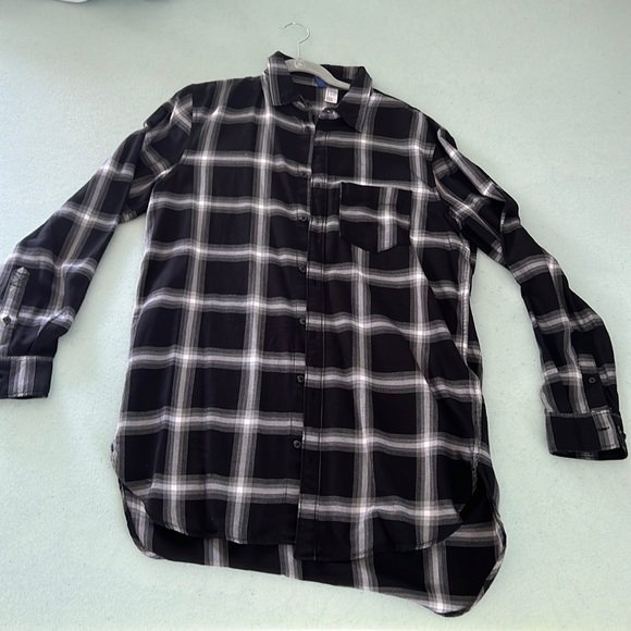 Mens Black/White checkered Button down shirt - Picture 1 of 5